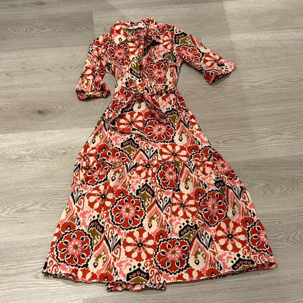 Zara Belted Midi Dress - Picture 2 of 4